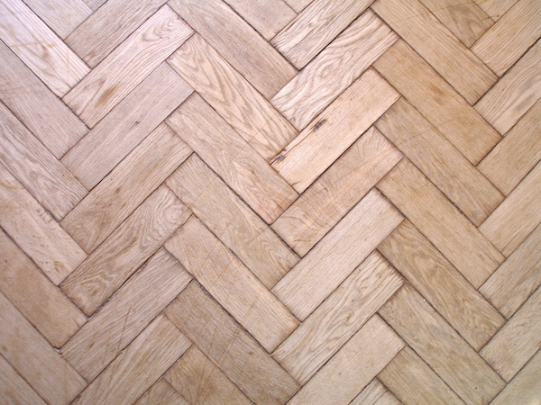 oak floorboards in herringbone pattern