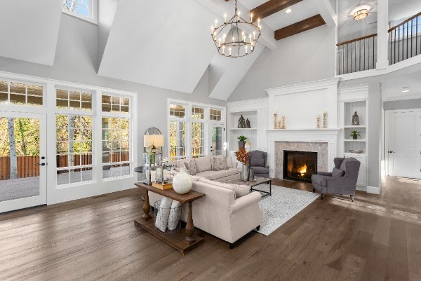 matte finish hardwood floors in beautiful living room